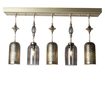 Chandelier, 5 Lights, Metal, 105×50cm - Silver