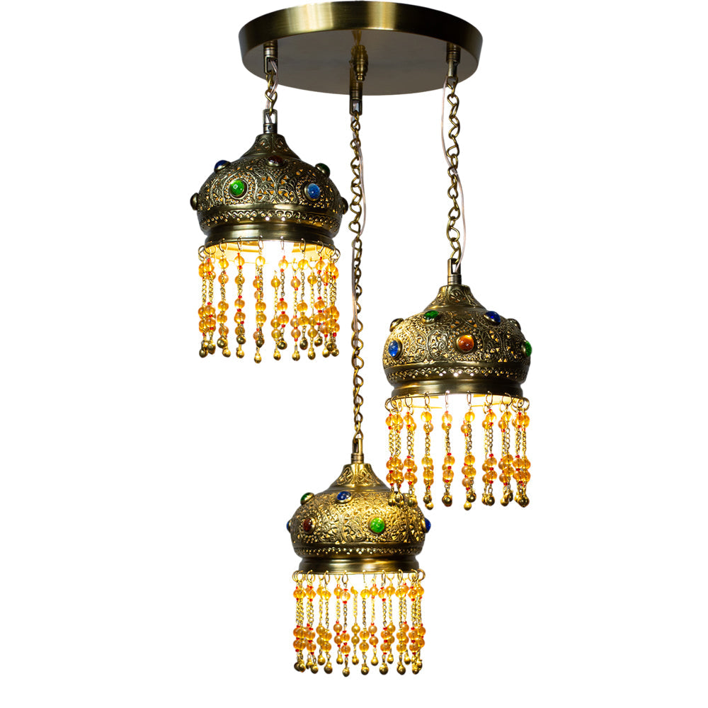 Chandelier, 3 Lights, Metal, 25×65cm - Oxide