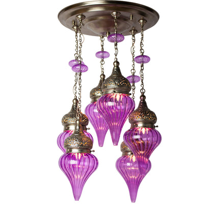 Chandelier, 6 Lights, Copper, 42×75cm - Silver