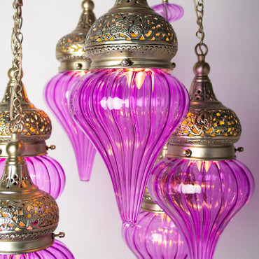 Chandelier, 6 Lights, Copper, 42×75cm - Silver