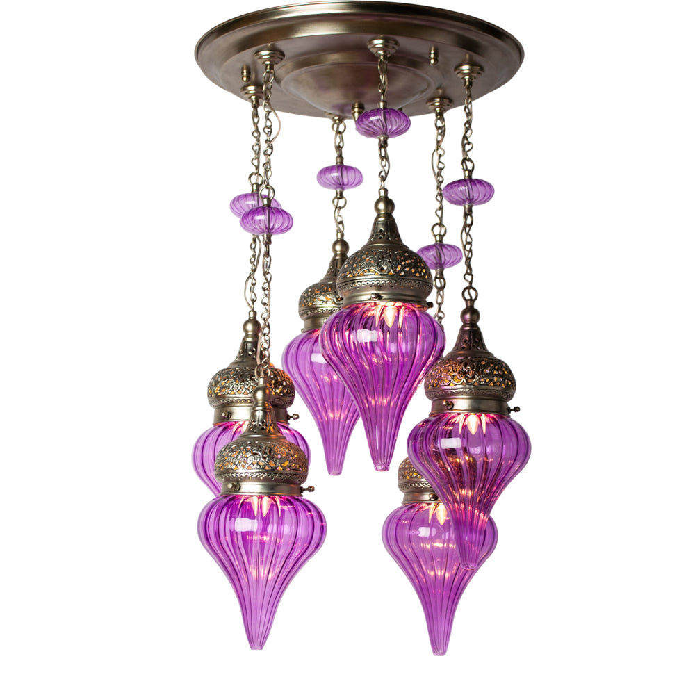 Chandelier, 6 Lights, Copper, 42×75cm - Silver