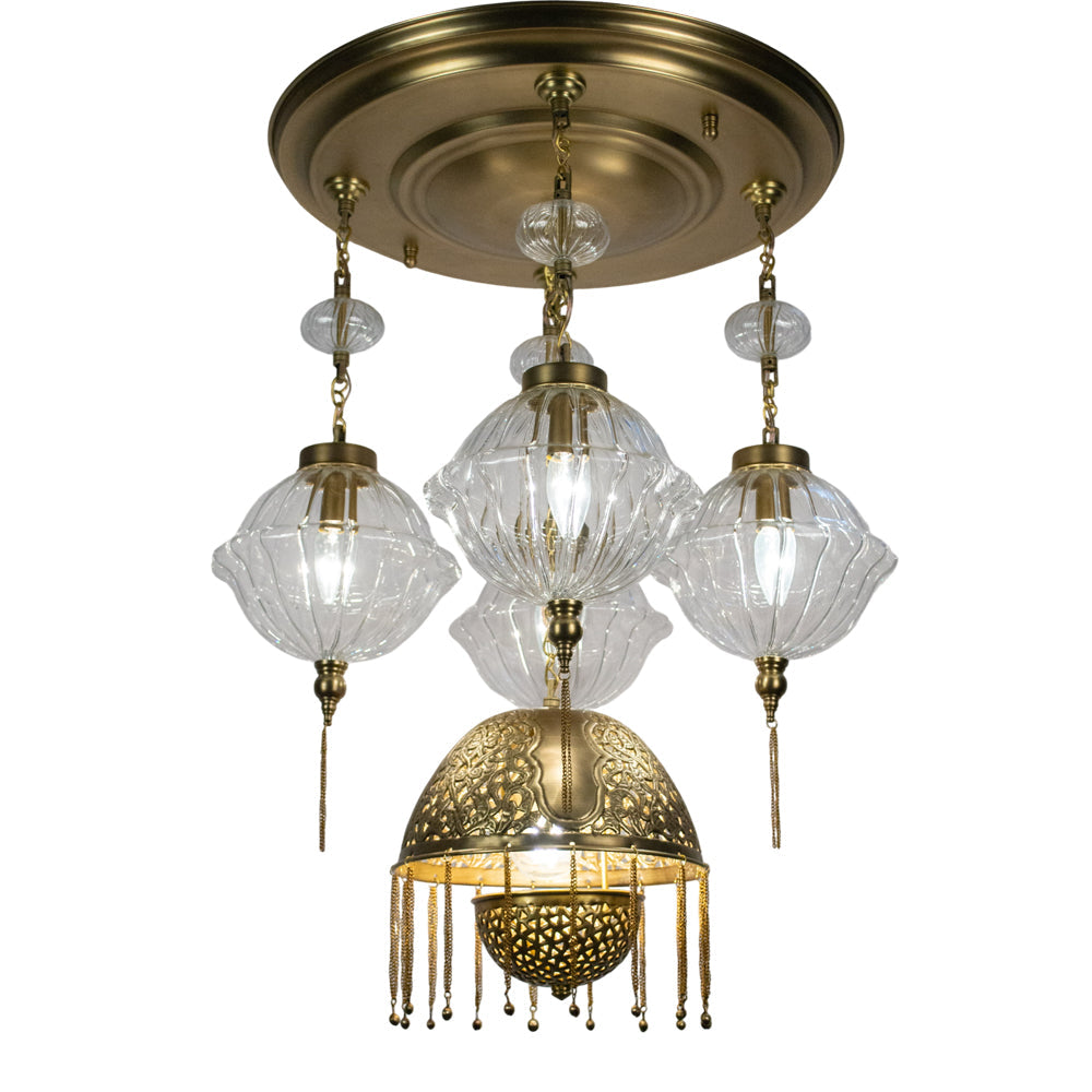 Chandelier, 5 Lights, Metal, 43×80cm - Oxide