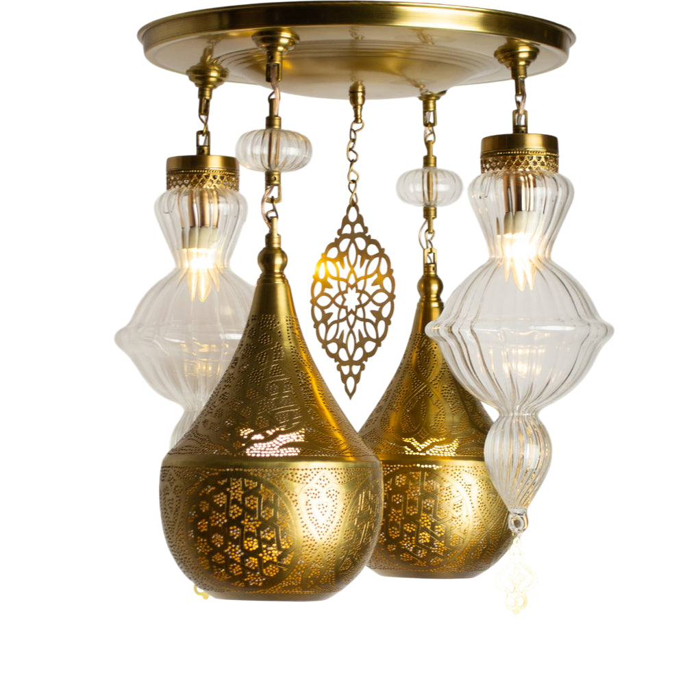 Chandelier, 4 Lights, Metal, 40×60cm - Oxide