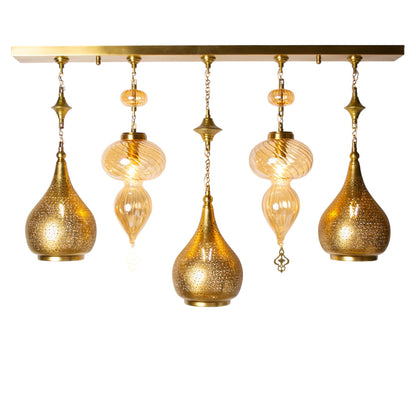 Chandelier, 5 Lights, Copper, 105×67cm - Oxide