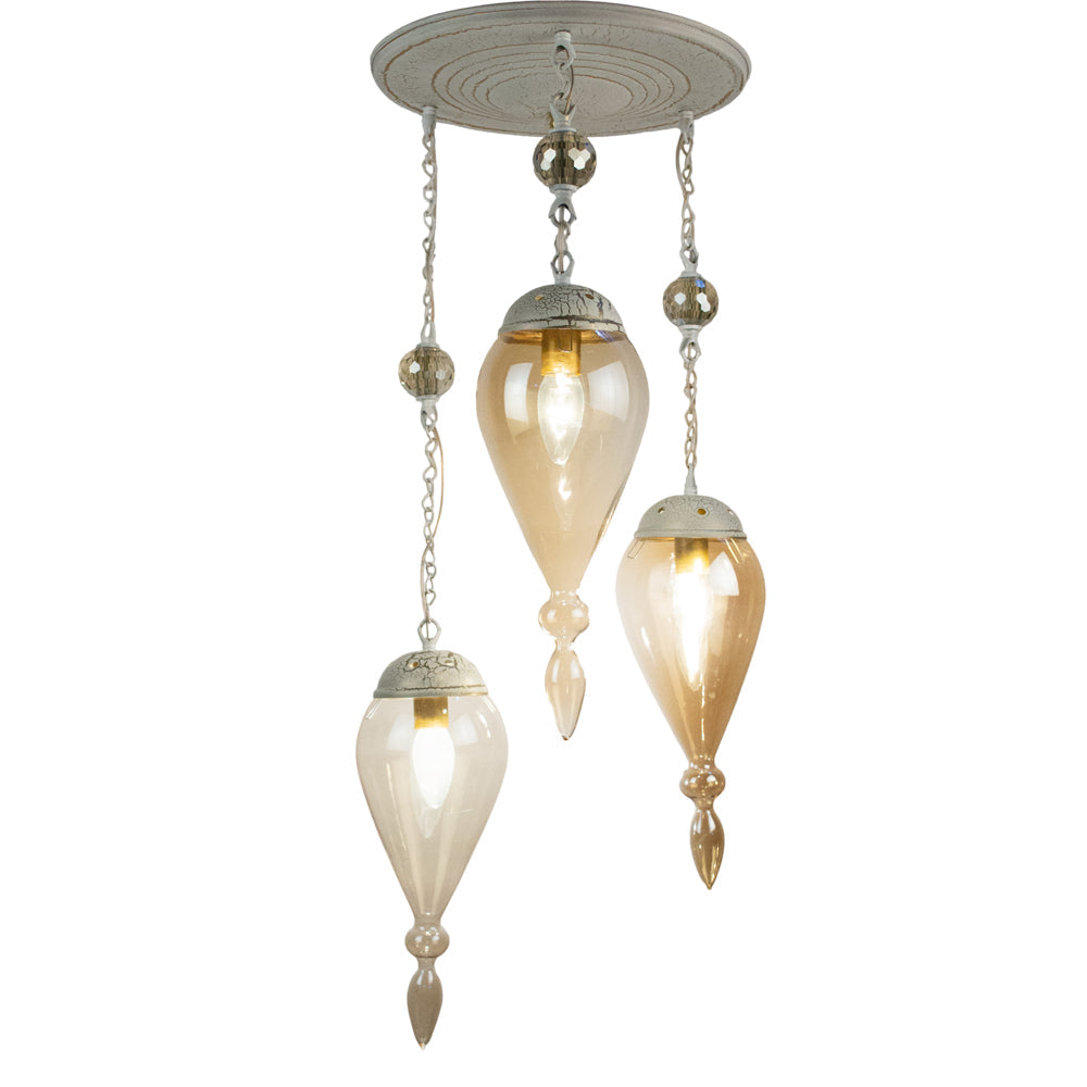 Chandelier, 3 Lights, Copper, 28×60cm - Whitey