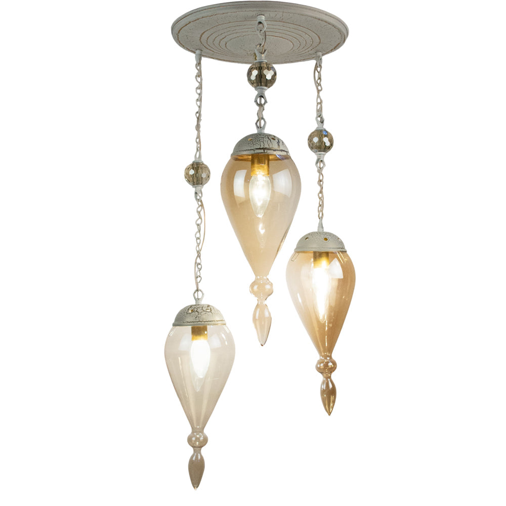 Chandelier, 3 Lights, Copper, 28×60cm - Whitey