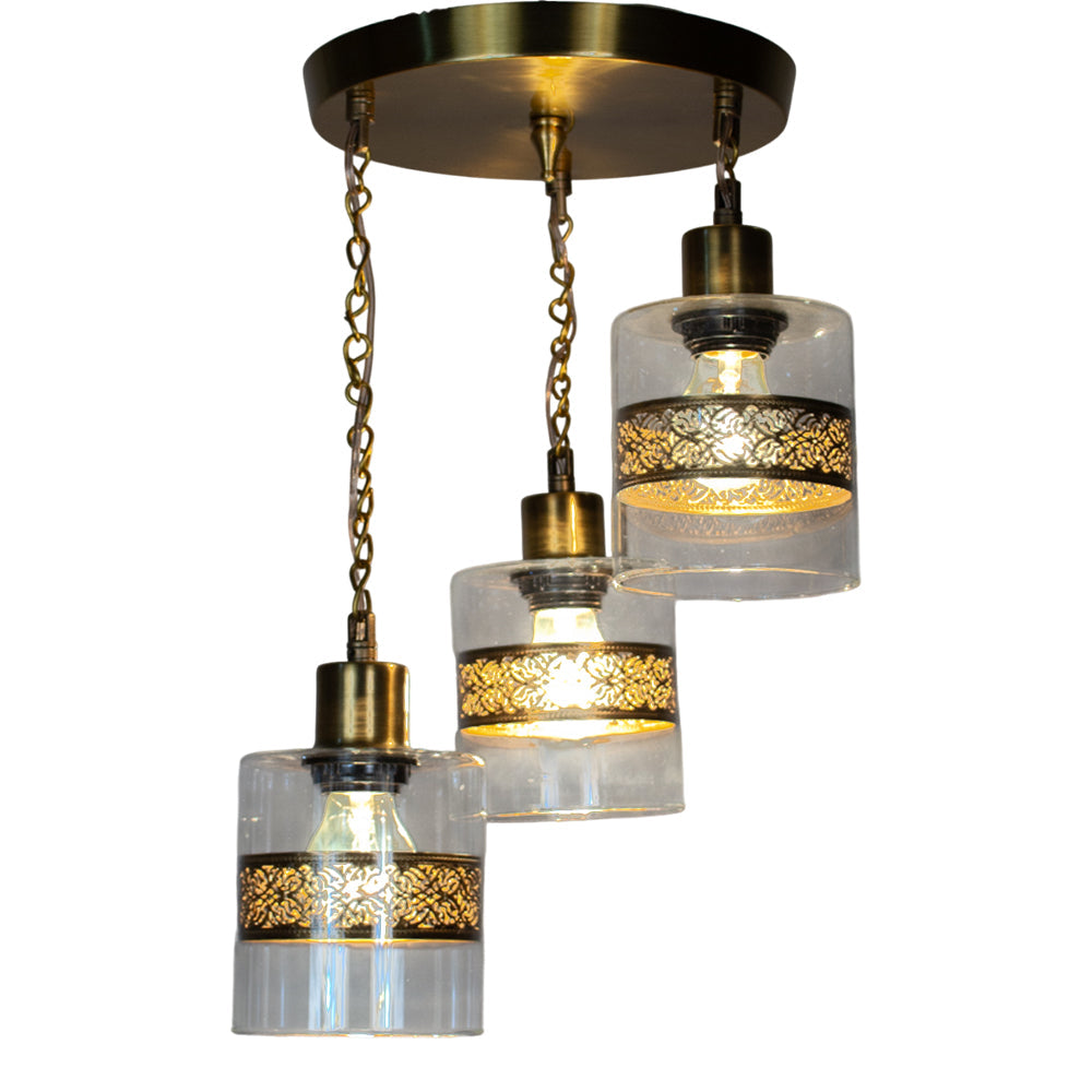 Chandelier, 3 Lights, Copper, 25×50cm - Oxide