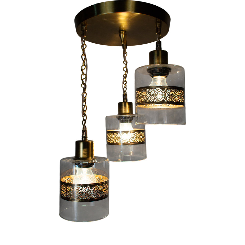 Chandelier, 3 Lights, Copper, 25×50cm - Oxide