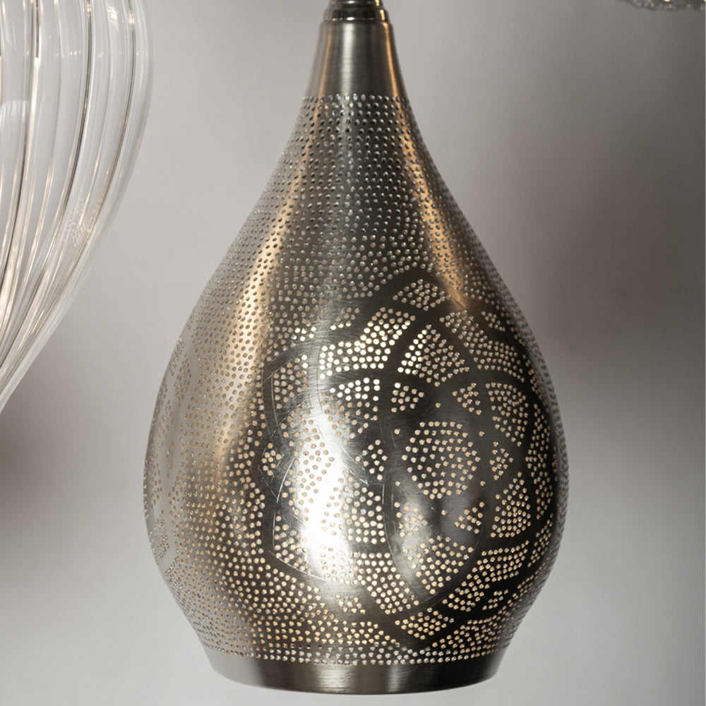 Chandelier, 7 Lights, Copper, 120×65cm - Silver