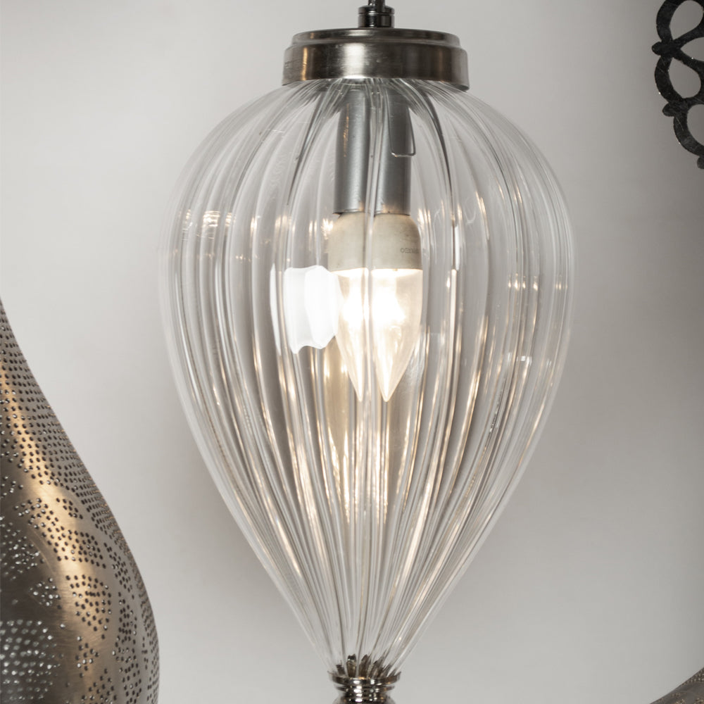 Chandelier, 7 Lights, Copper, 120×65cm - Silver