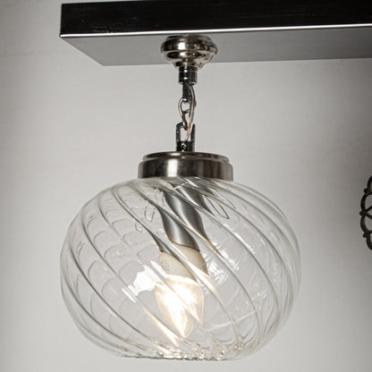 Chandelier, 7 Lights, Copper, 120×65cm - Silver