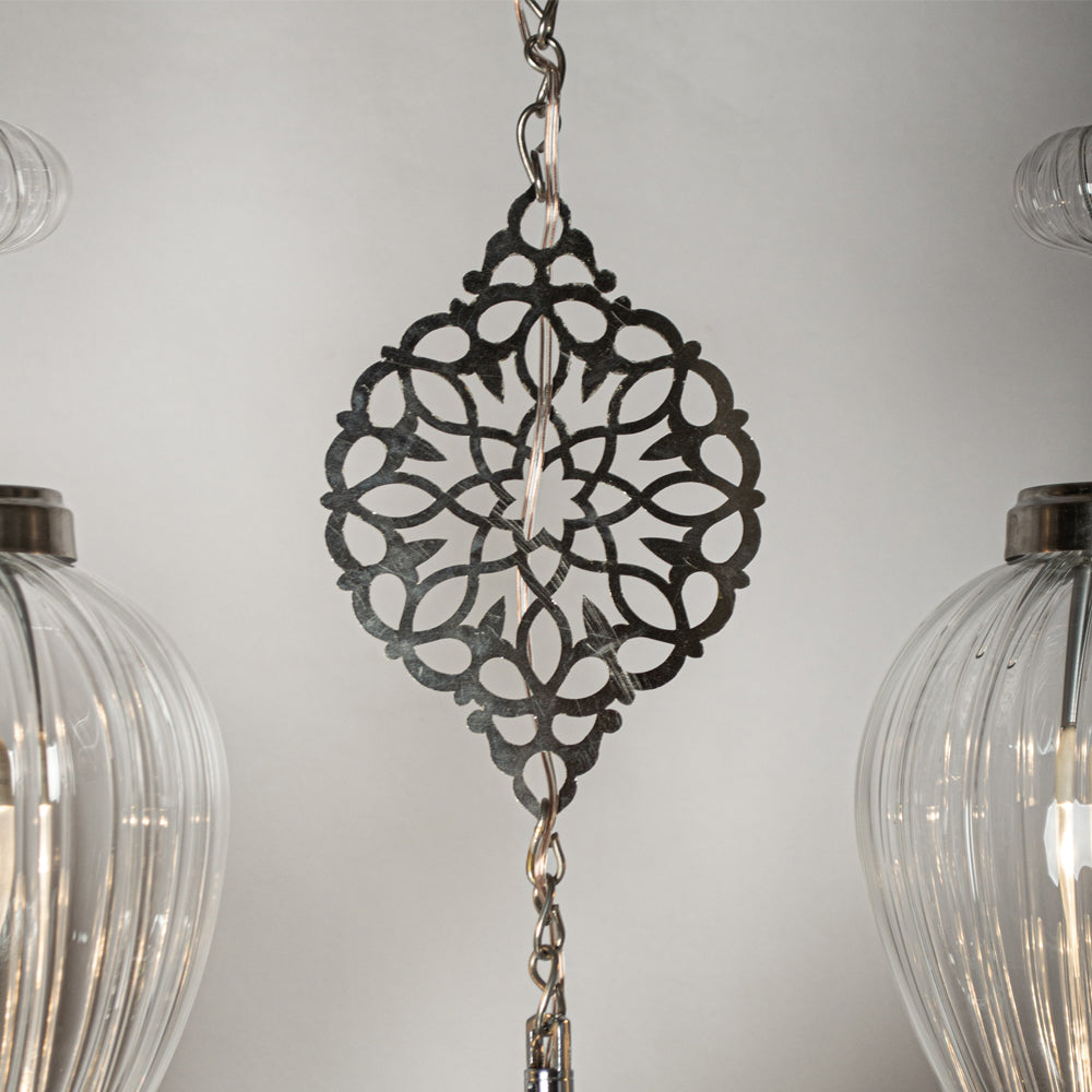 Chandelier, 7 Lights, Copper, 120×65cm - Silver
