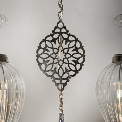 Chandelier, 7 Lights, Copper, 120×65cm - Silver