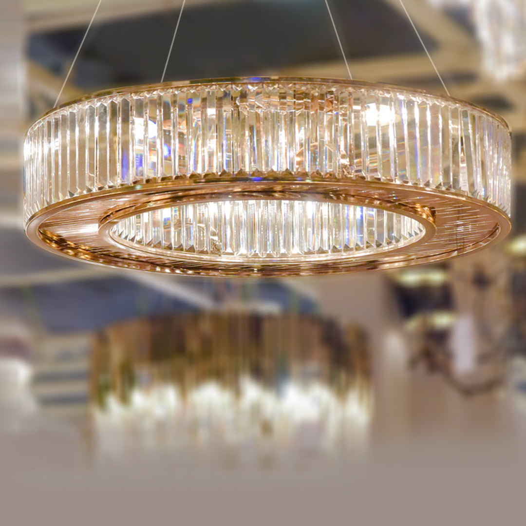Chandelier 1 meter special product 2023 rounded solitaire gold