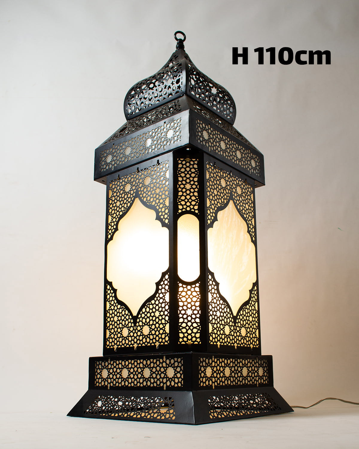 Ramadan Lantern, 4 Light, Metal, 110×43cm - Black