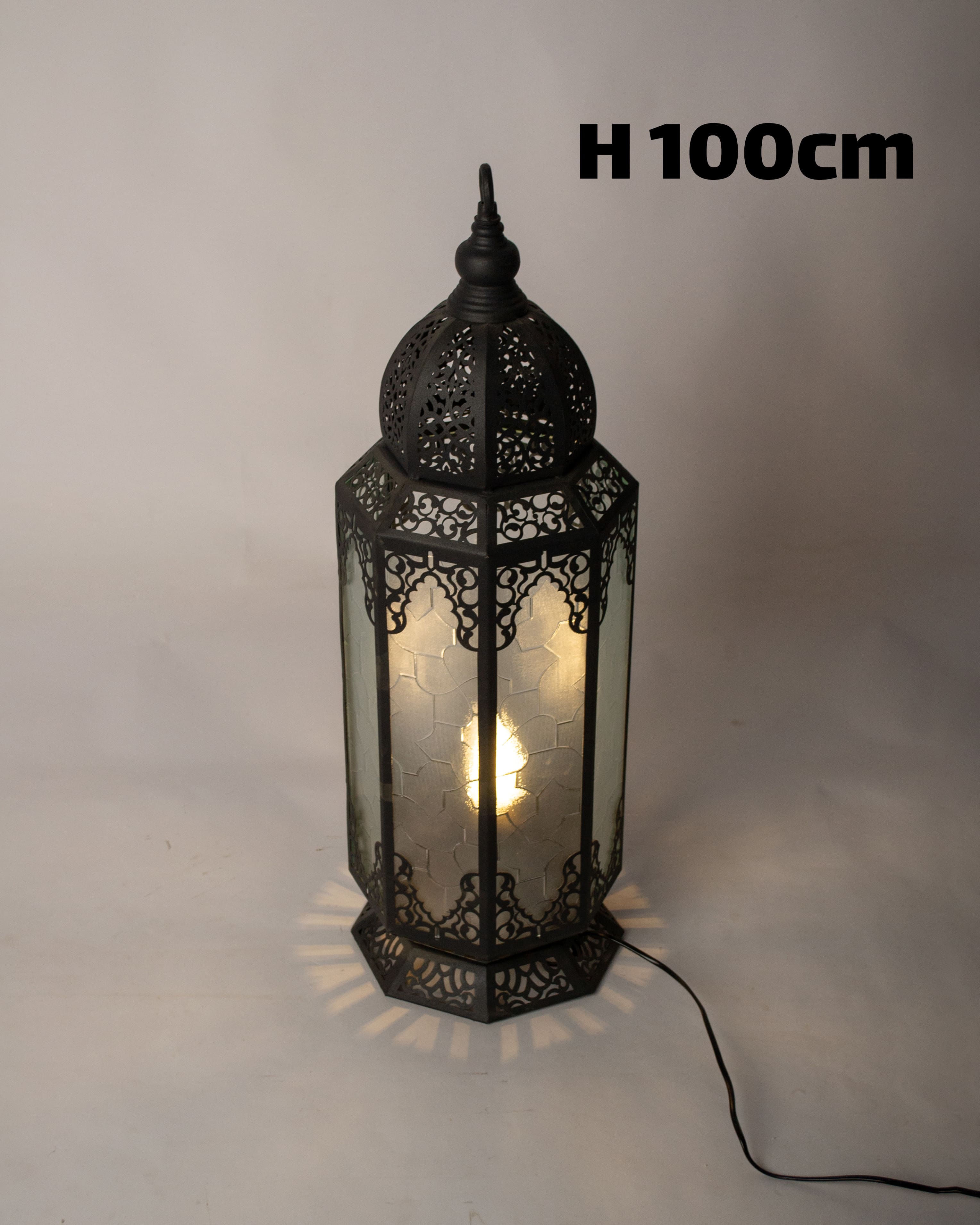 Ramadan Lantern, 4 Lights, Metal, 100cm - Black