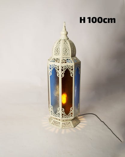 Ramadan Lantern, 4 Lights, Metal, 100cm - White