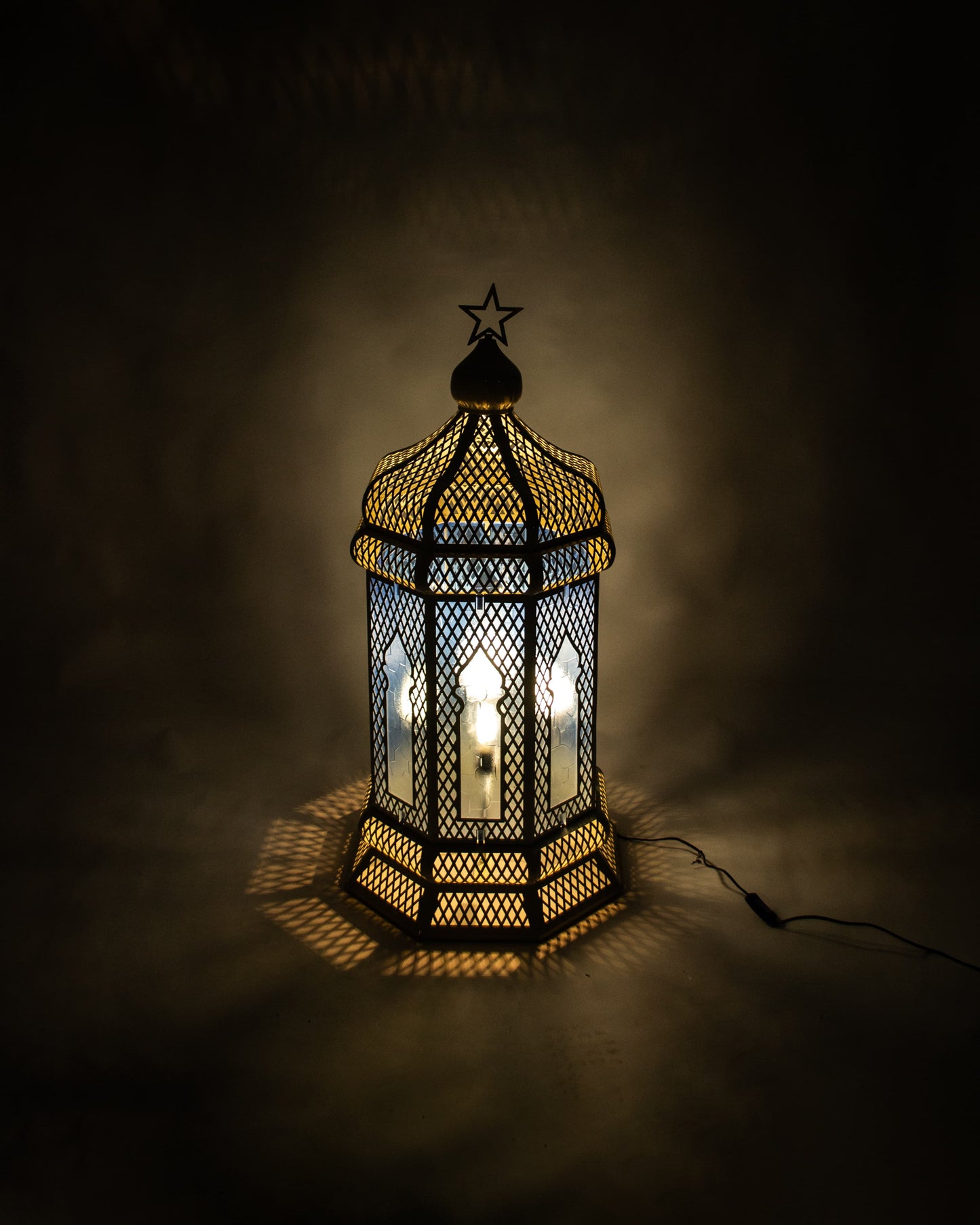 Ramadan Lantern, 4 Lights, Metal, 110×53cm - White