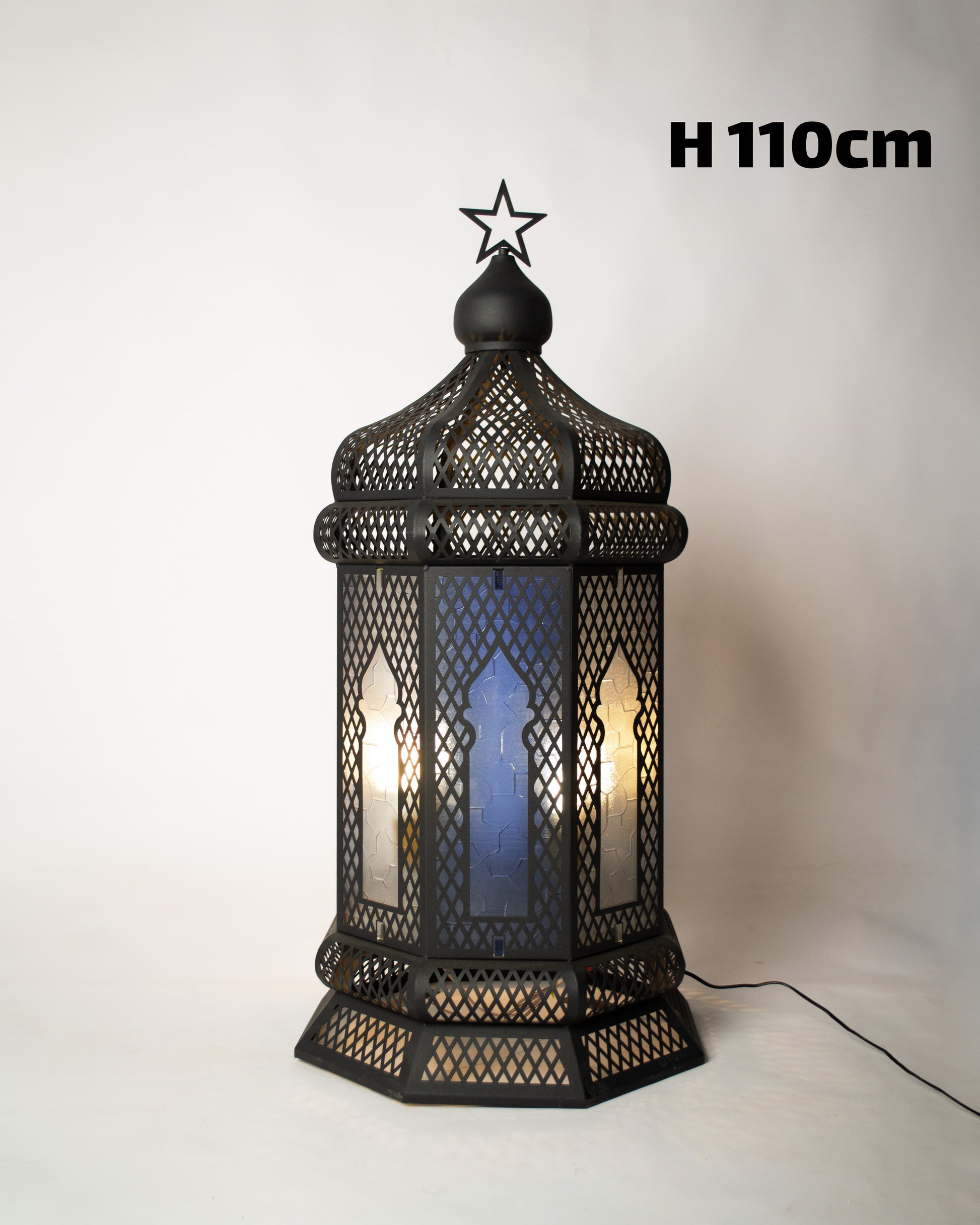 Ramadan Lantern, 4 Lights, Metal, 110×53cm - Black