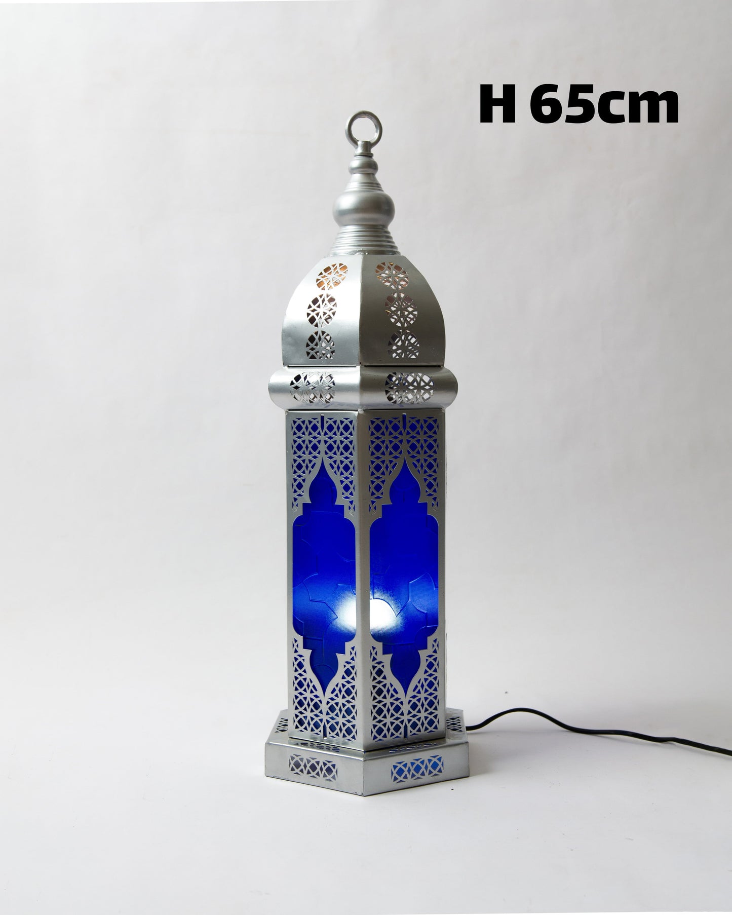 Ramadan Lantern, 1 Light, Metal, 65×25cm - Silver