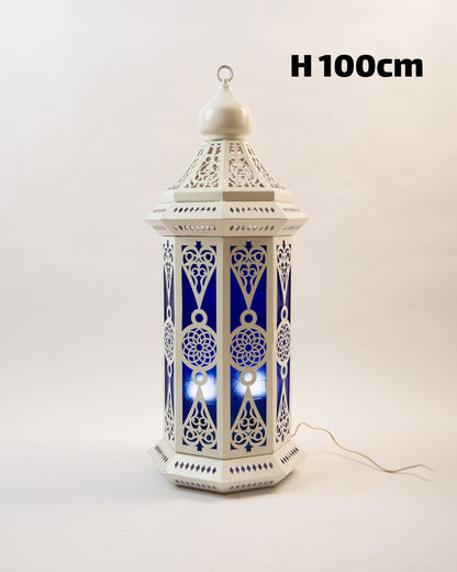 Ramadan Lantern, 4 Lights, Metal, 100×40cm - Off White