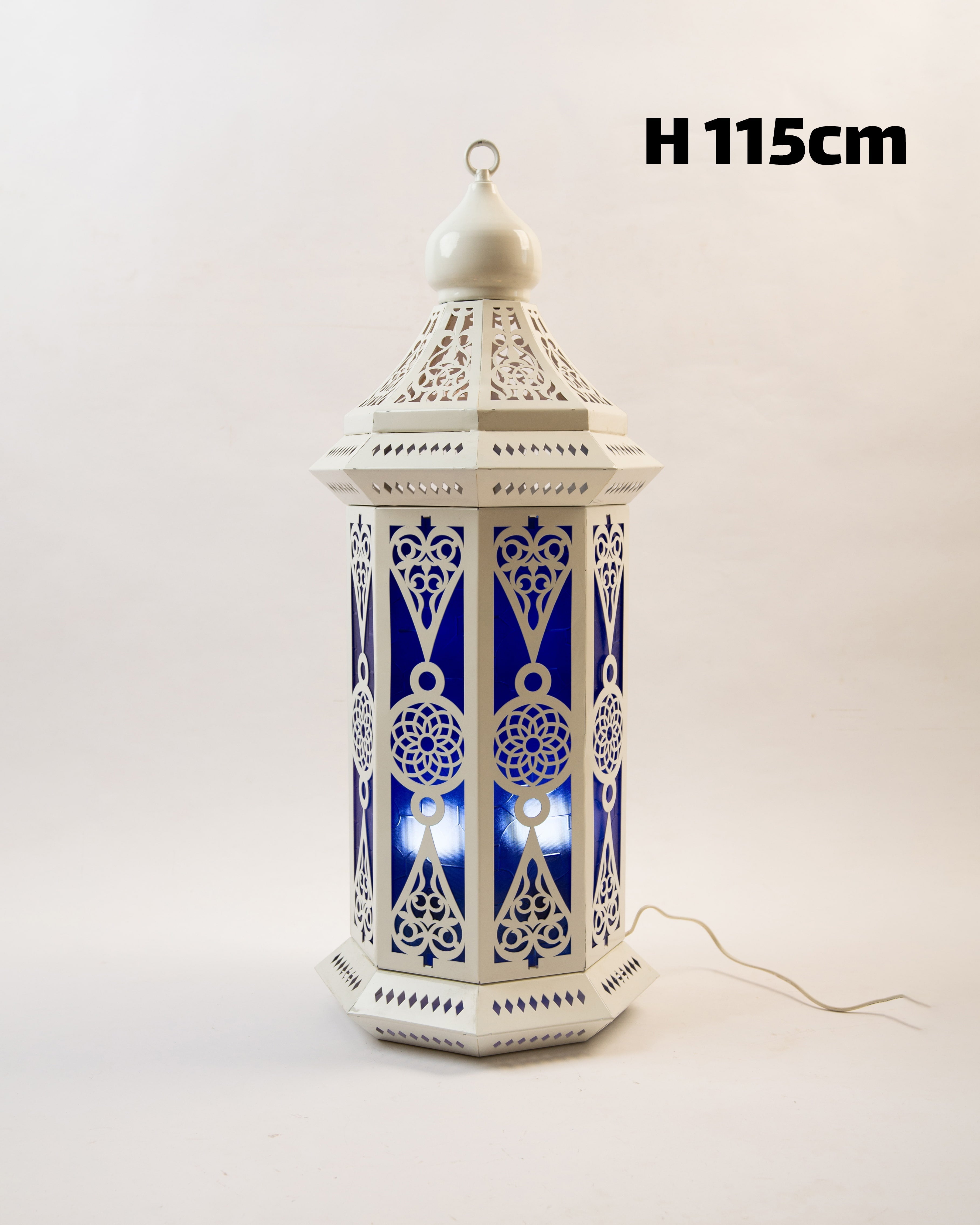 Ramadan Lantern, 4 Lights, Metal, 115×50cm - Off White
