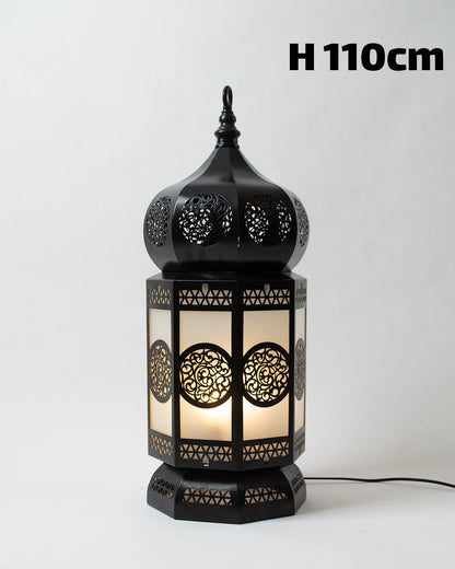 Ramadan Lantern, 4 Lights, Metal, 110×43cm - Black