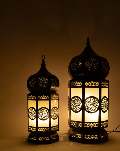 Ramadan Lantern, 4 Lights, Metal, 110×43cm - Black