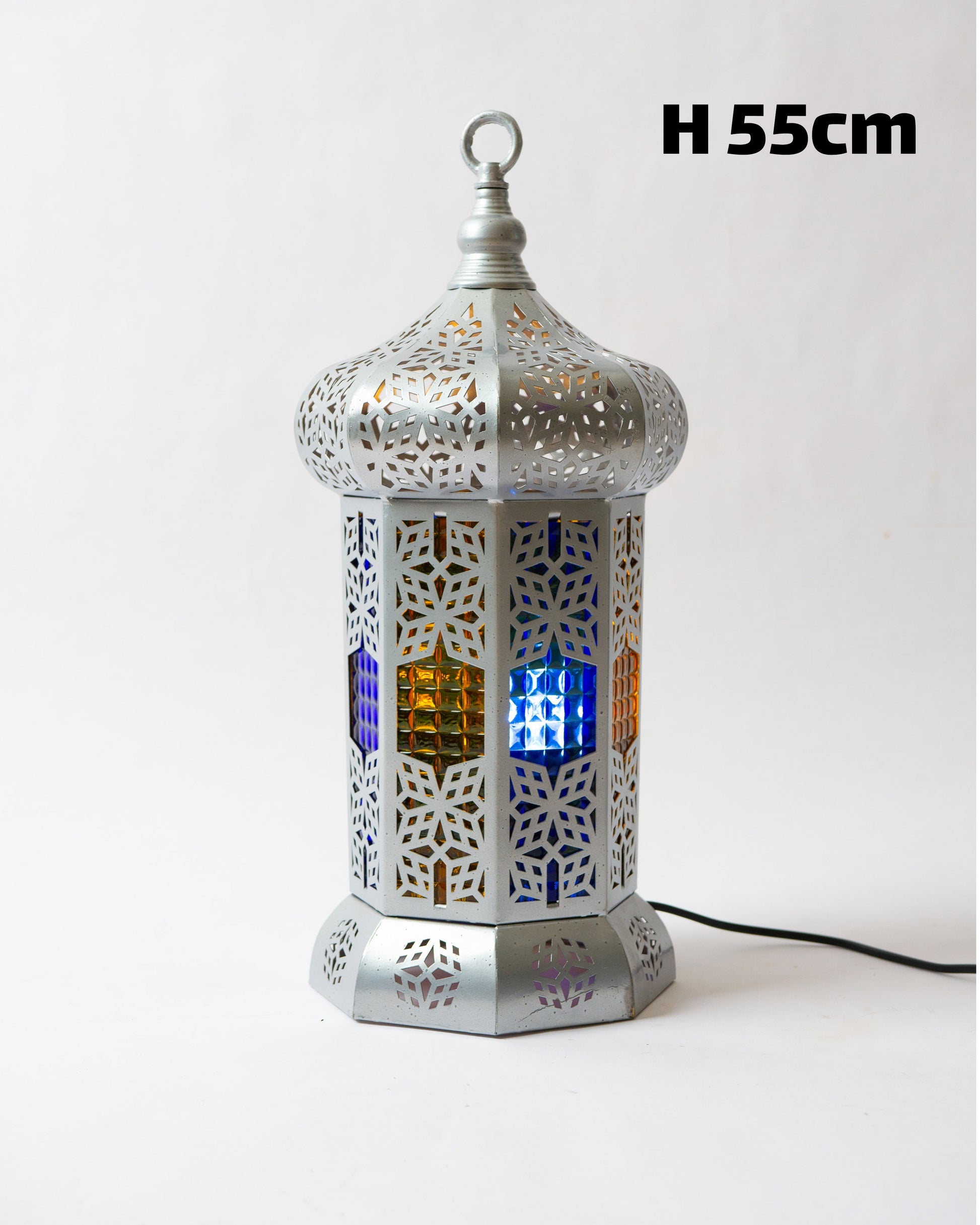 Ramadan Lantern, 1 Light, Metal, 55×32cm - Silver