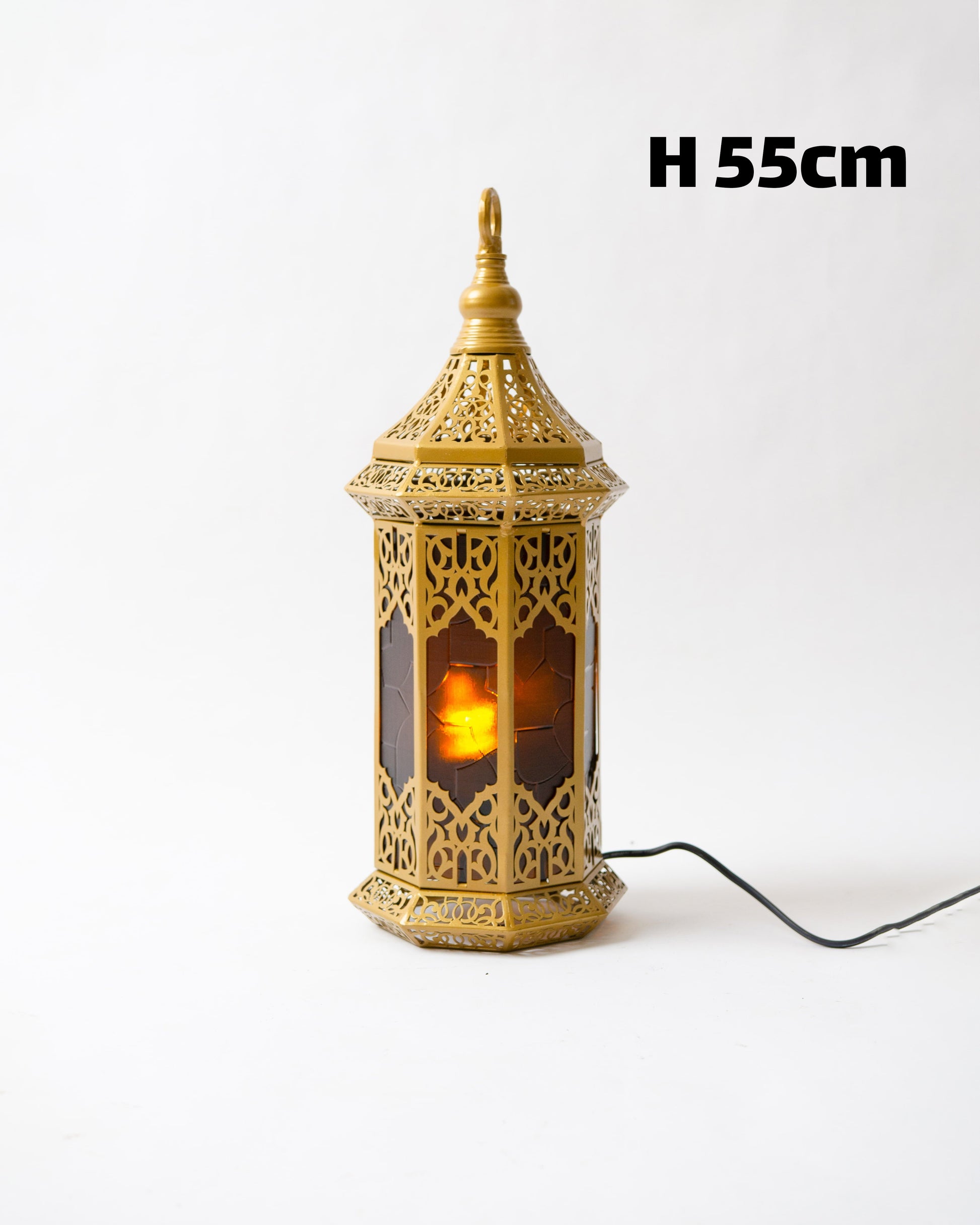 Ramadan Lantern, 1 Light, Metal, 55×20cm - Gold