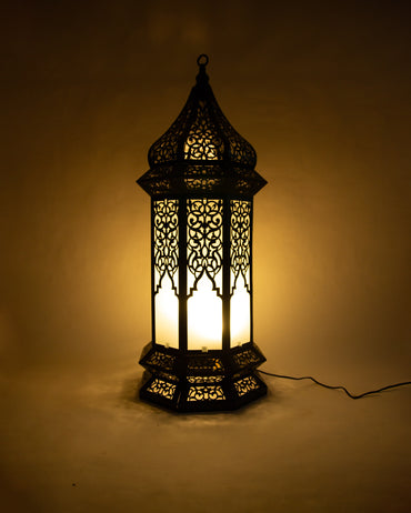 Ramadan Lantern, 4 Lights, Metal, 105×42cm - Black