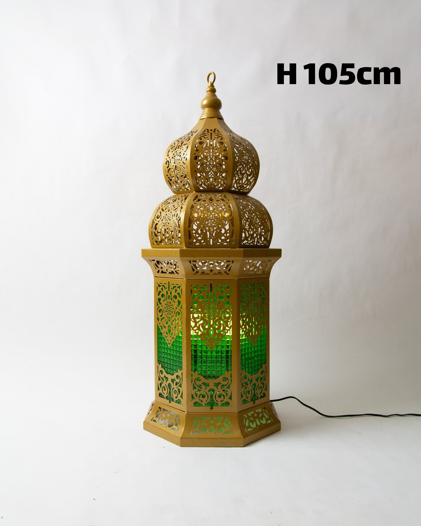 Ramadan Lantern, 4 Lights, Metal, 105×45cm - Gold