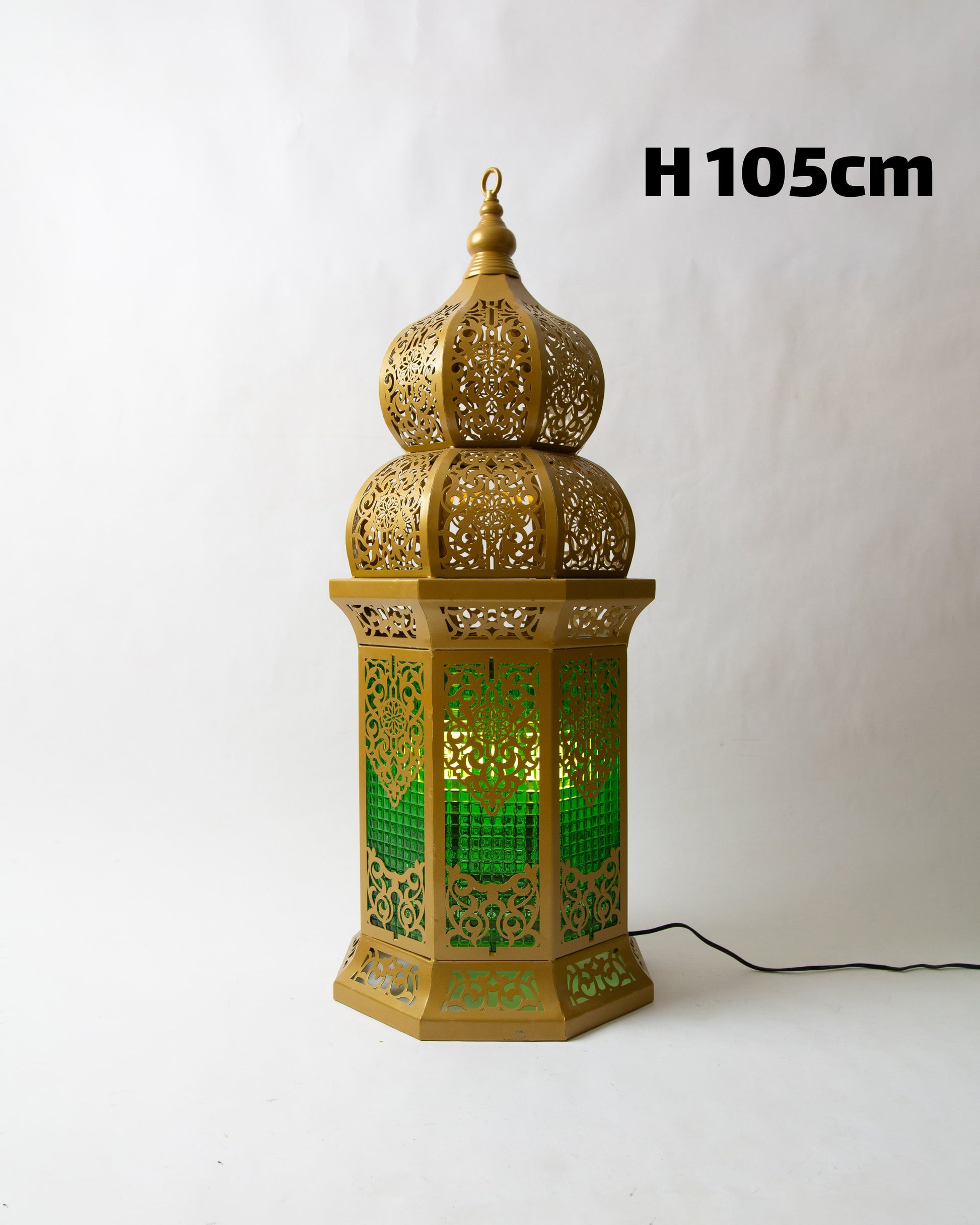 Ramadan Lantern, 4 Lights, Metal, 105×45cm - Gold