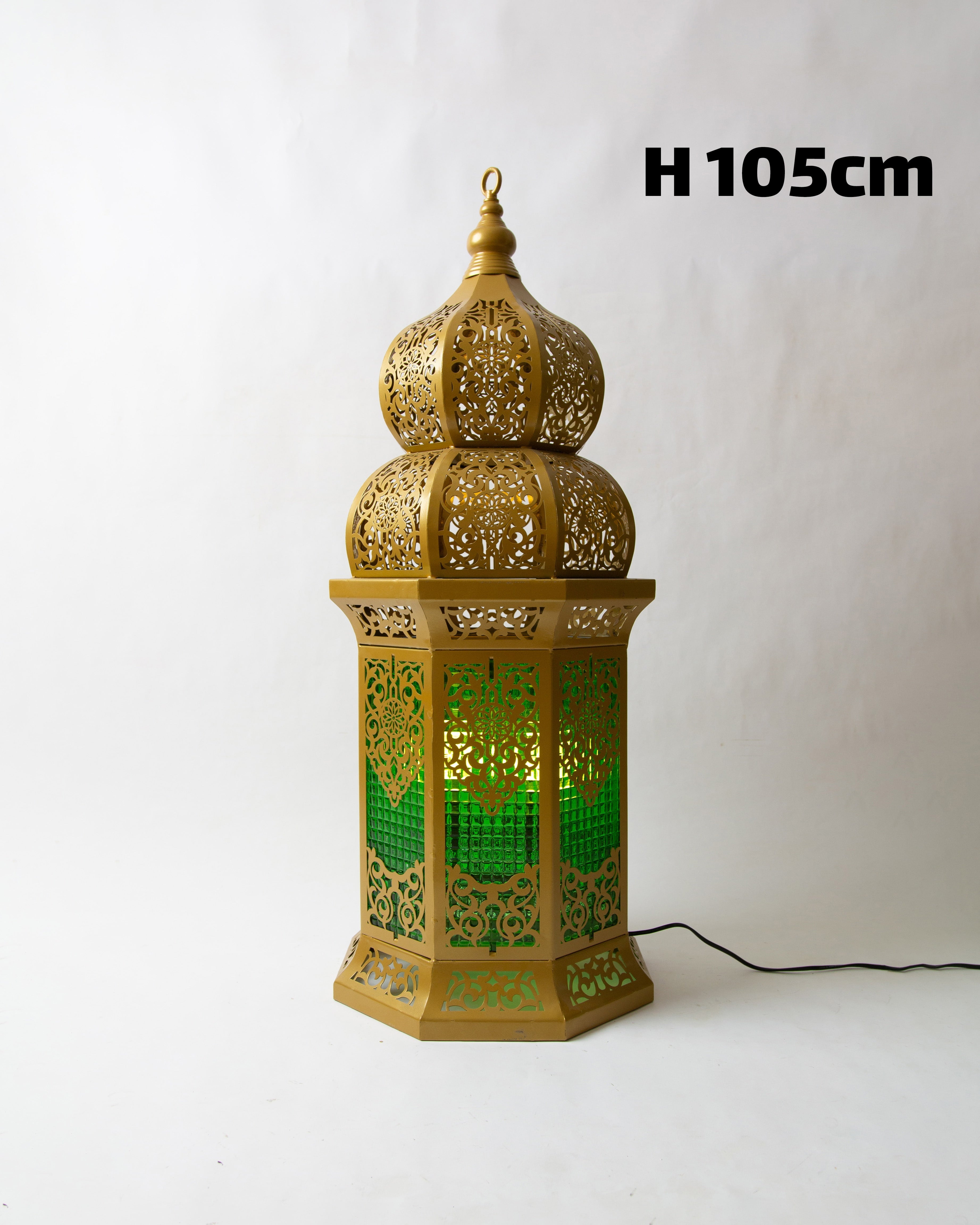 Ramadan Lantern, 4 Lights, Metal, 105×45cm - Gold