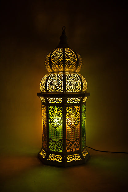 Ramadan Lantern, 4 Lights, Metal, 105×45cm - Off White