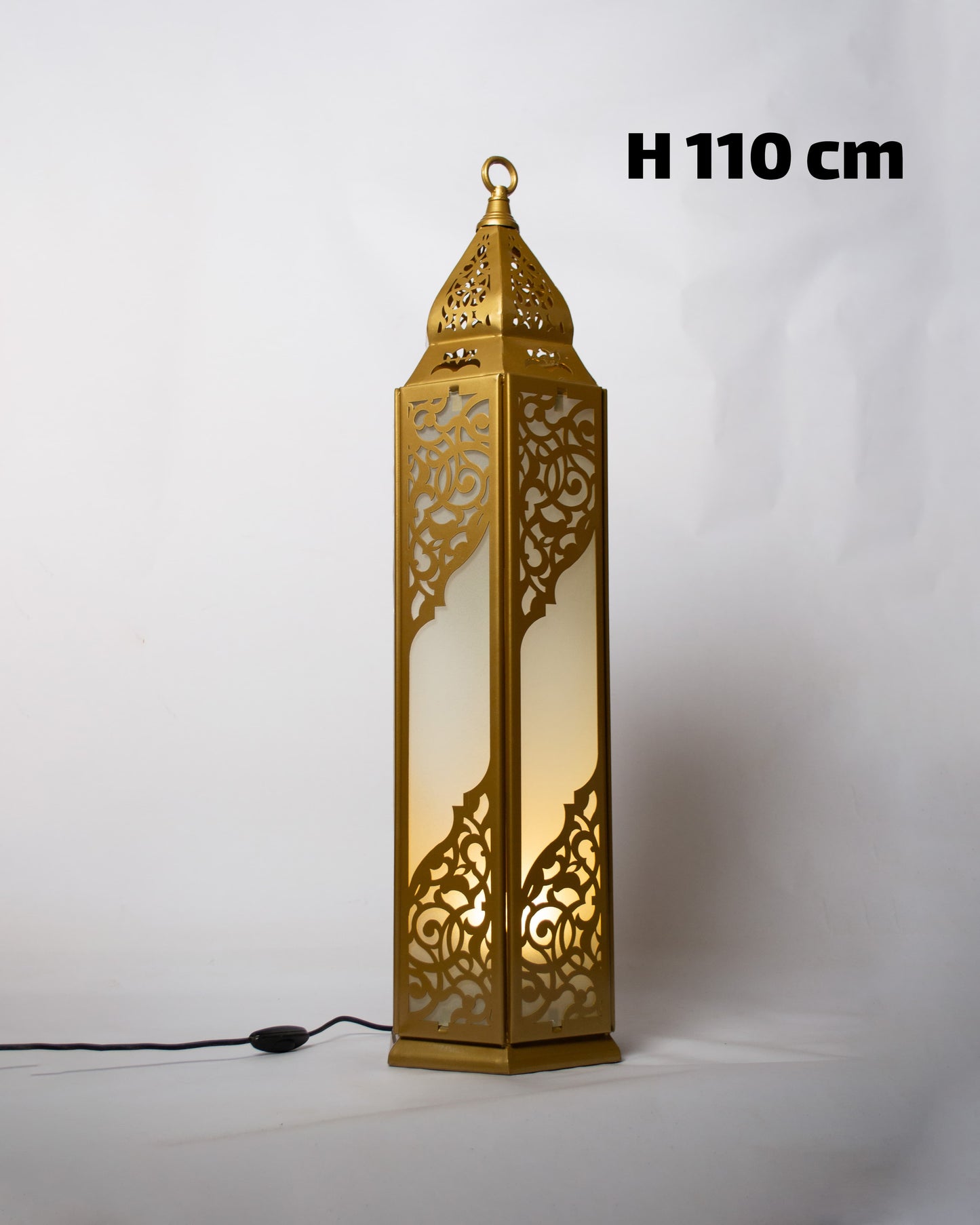 Ramadan Lantern, 4 Lights, Metal, 110×30cm - Gold
