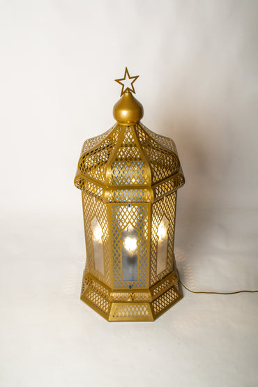 Ramadan Lantern, 4 Lights, Metal, 110×53cm - Gold