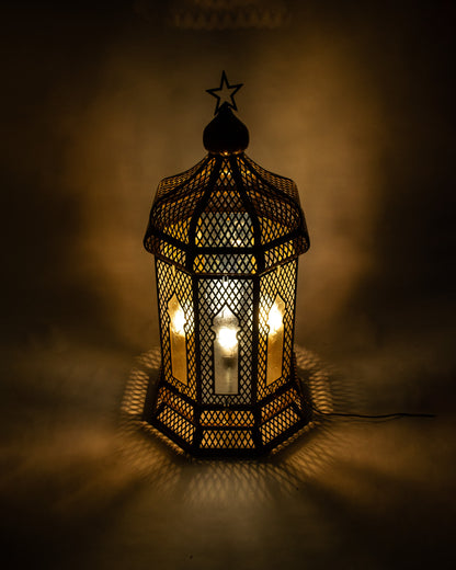 Ramadan Lantern, 4 Lights, Metal, 110×53cm - Gold