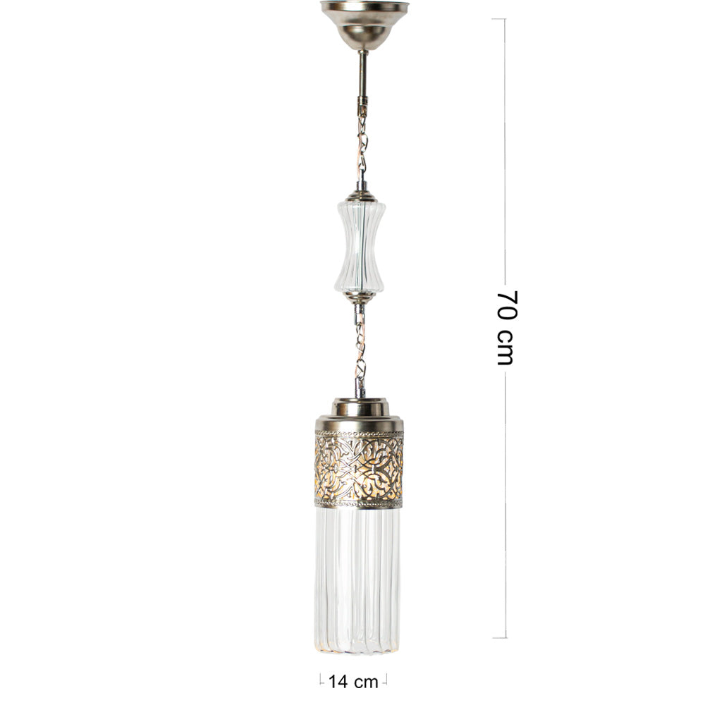 Arabesque Pendant, 1 Lights, Copper, 14×70cm - Silver