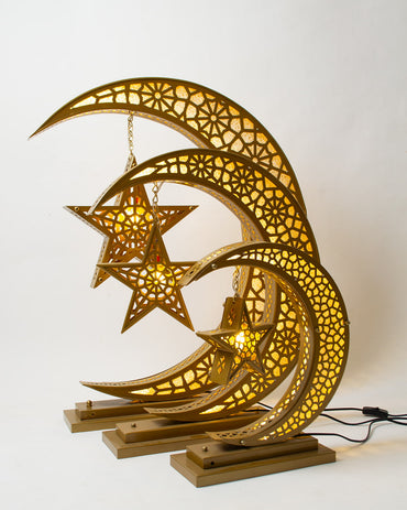 Crescent star Lantern, 1 Light, Metal, 45×31cm - Gold