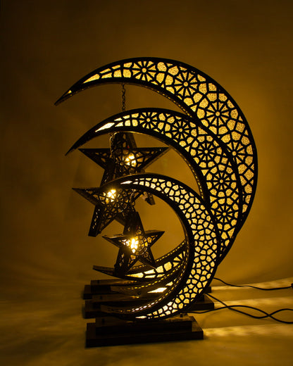 Crescent Star Lantern, 1 Light, Metal, 65×41cm - Black