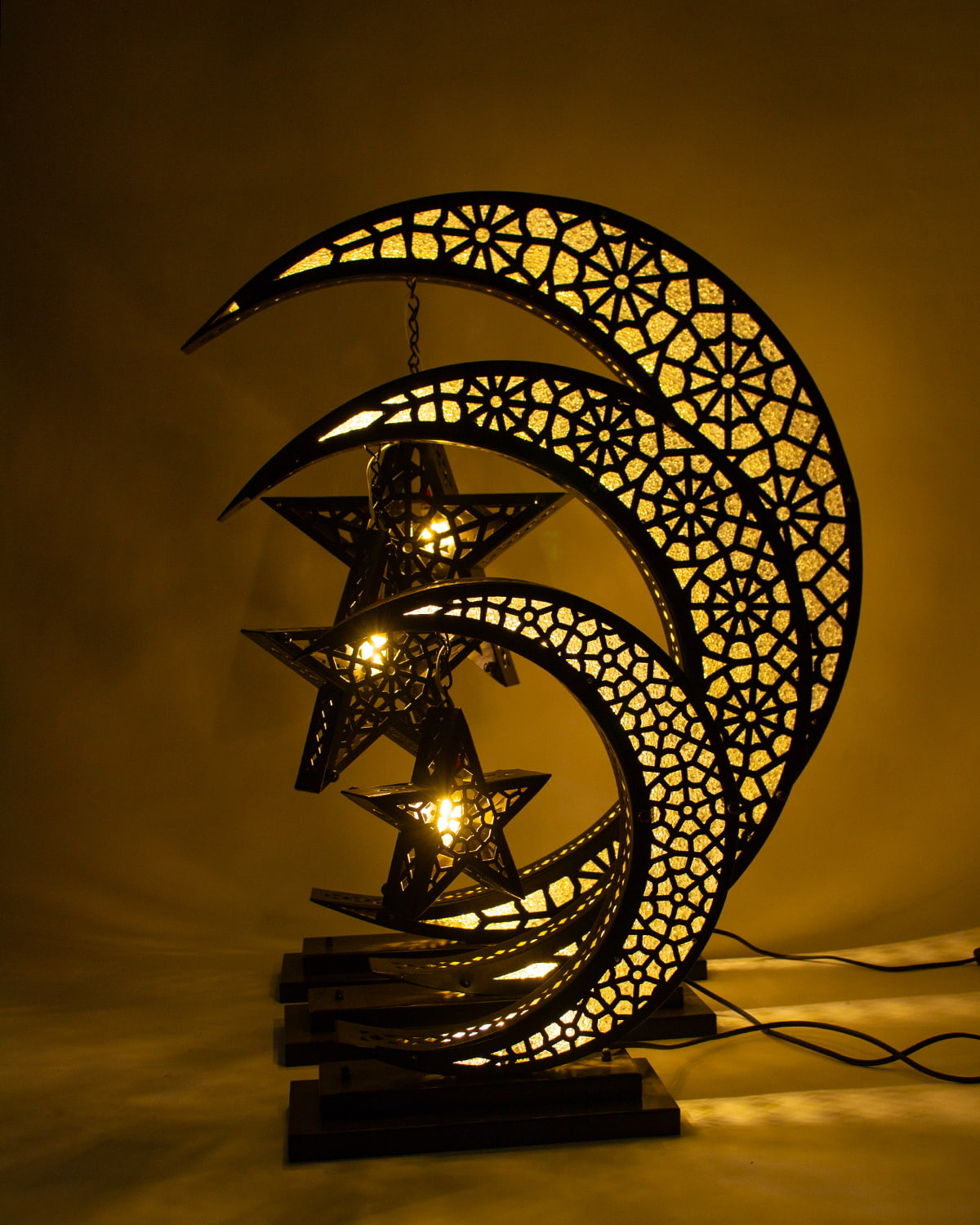 Crescent Star Lantern, 1 Light, Metal, 85×45cm - Black