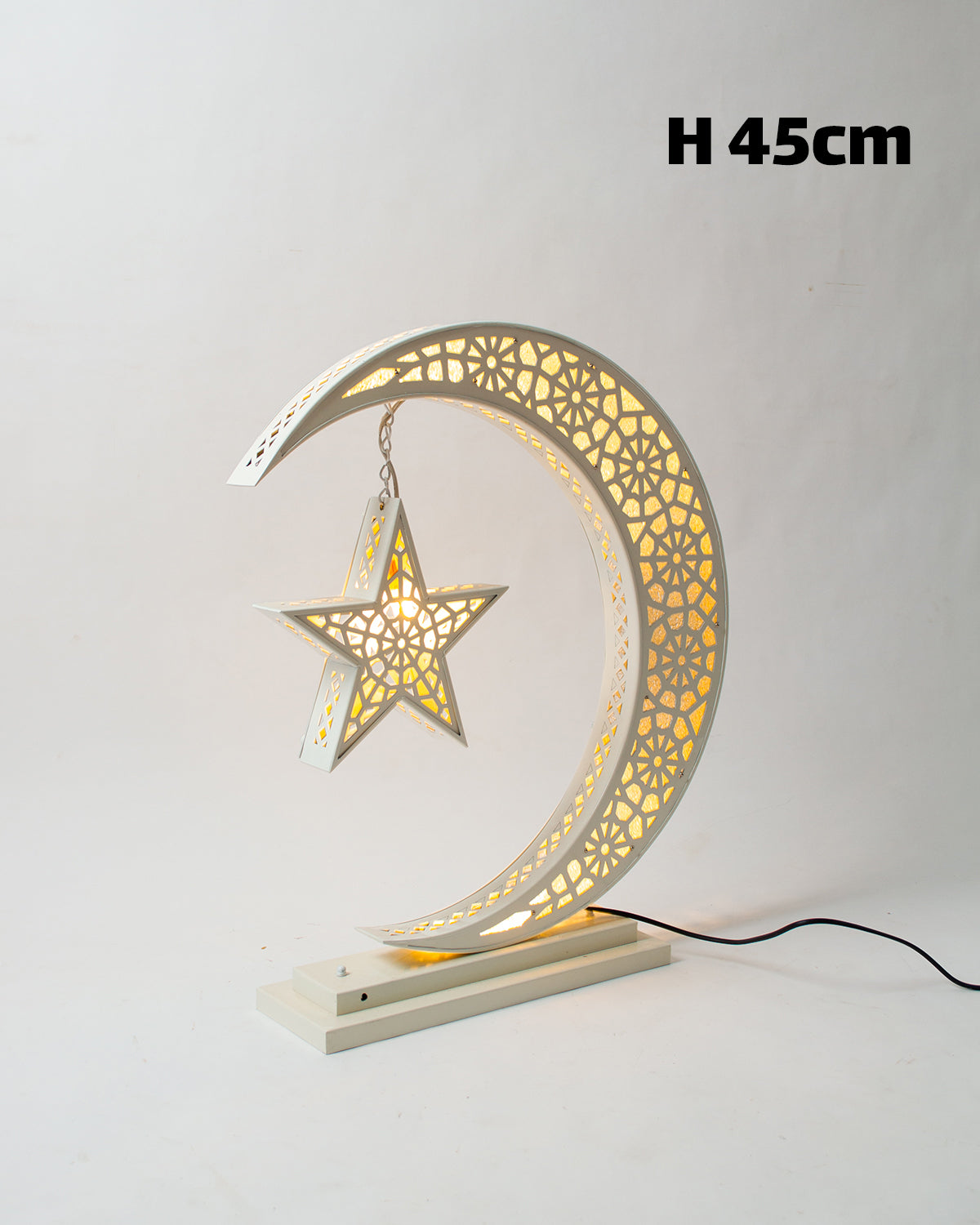 Crescent Star Lantern, 1 Light, Metal, 45×31cm - Off White