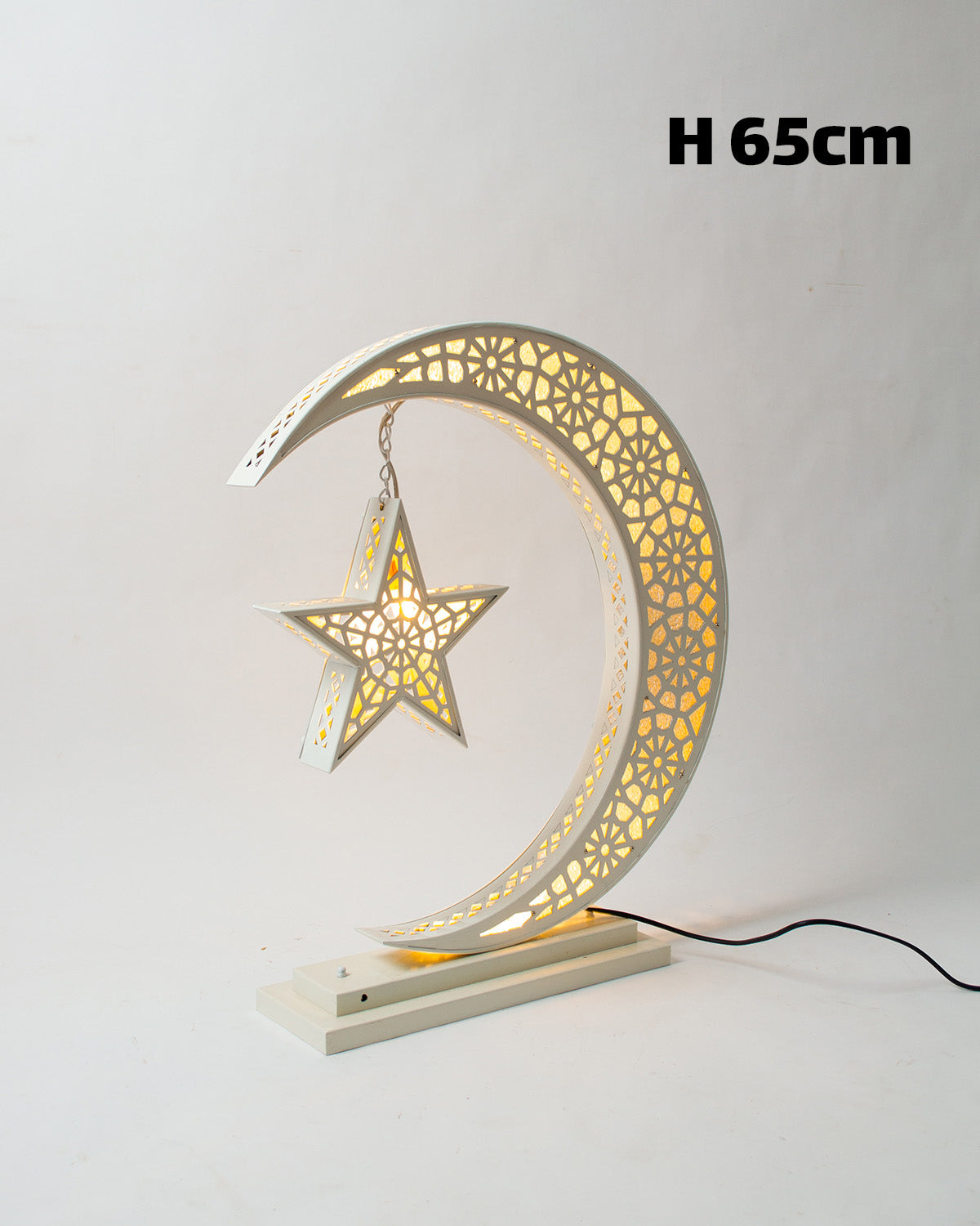 Crescent Star Lantern, 1 Light, Metal, 65×41cm - Off White