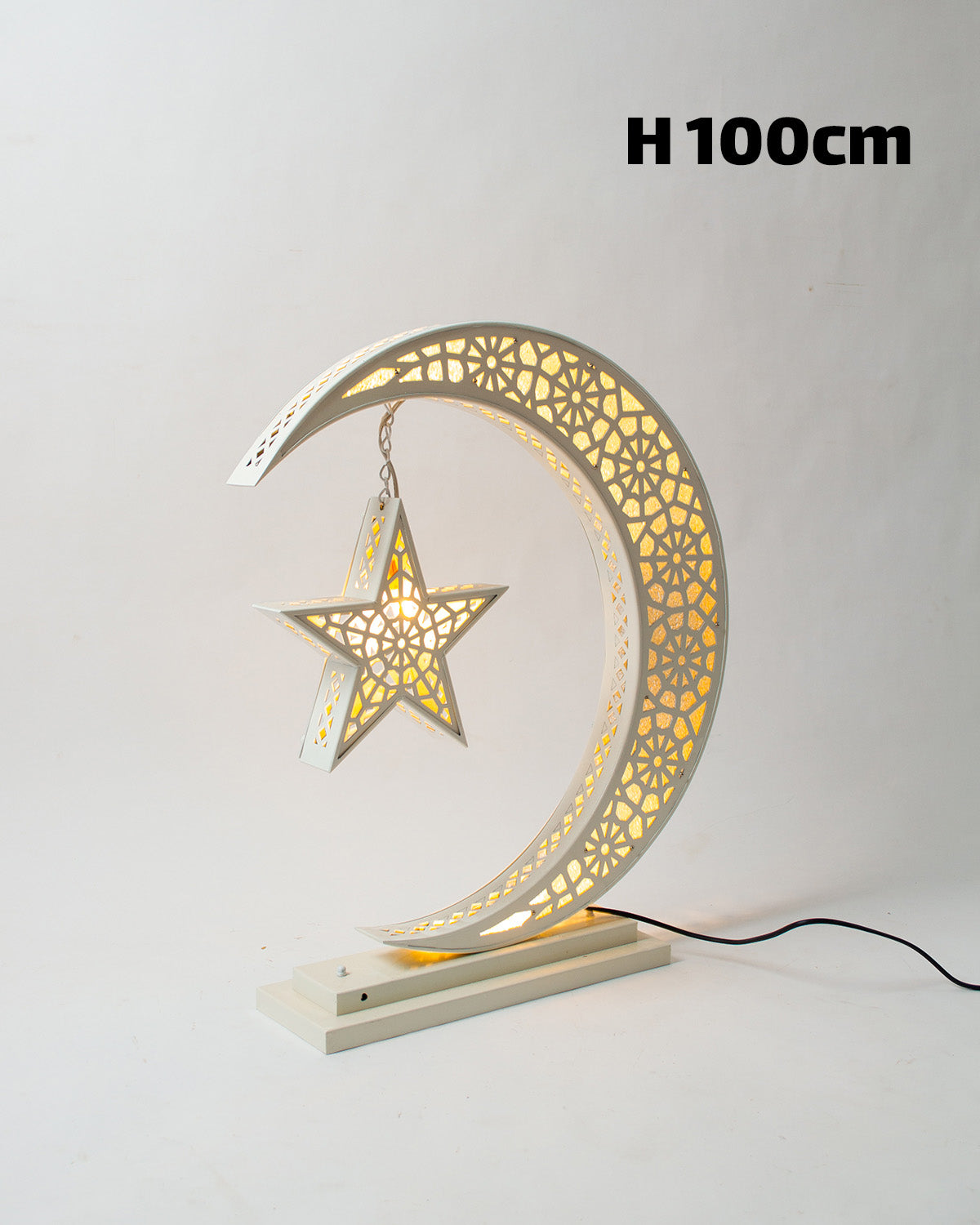 Crescent Star Lantern, 4 Lights, Metal, 100×50cm - Off White