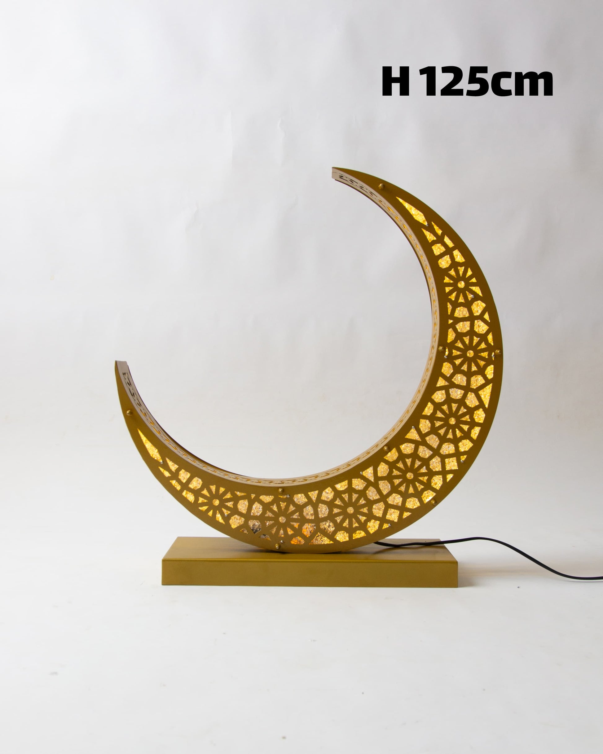 Crescent Lantern, 4 Lights, Metal, 125×60cm - Gold
