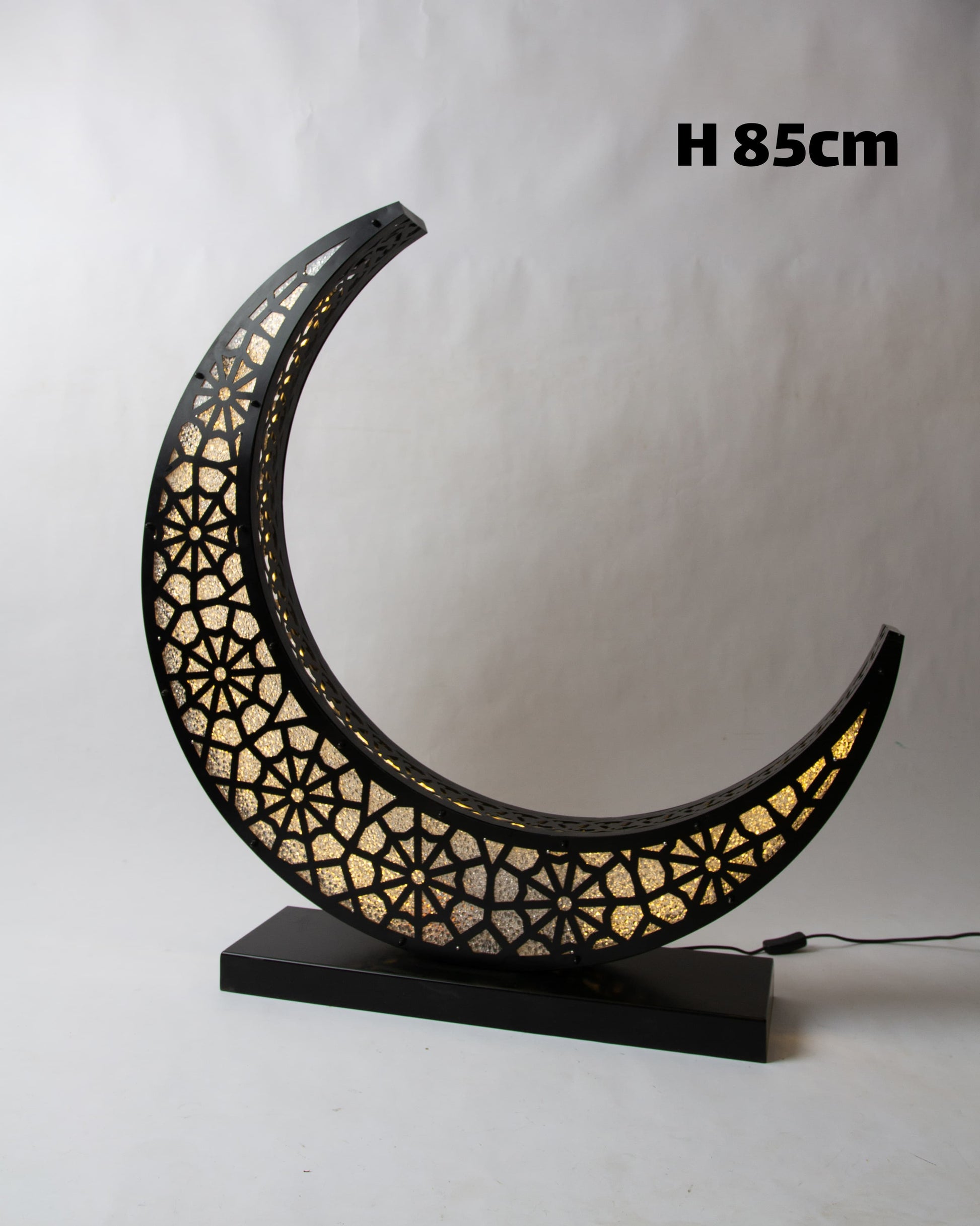 Crescent Lantern, 1 Light, Metal, 85×45cm - Black