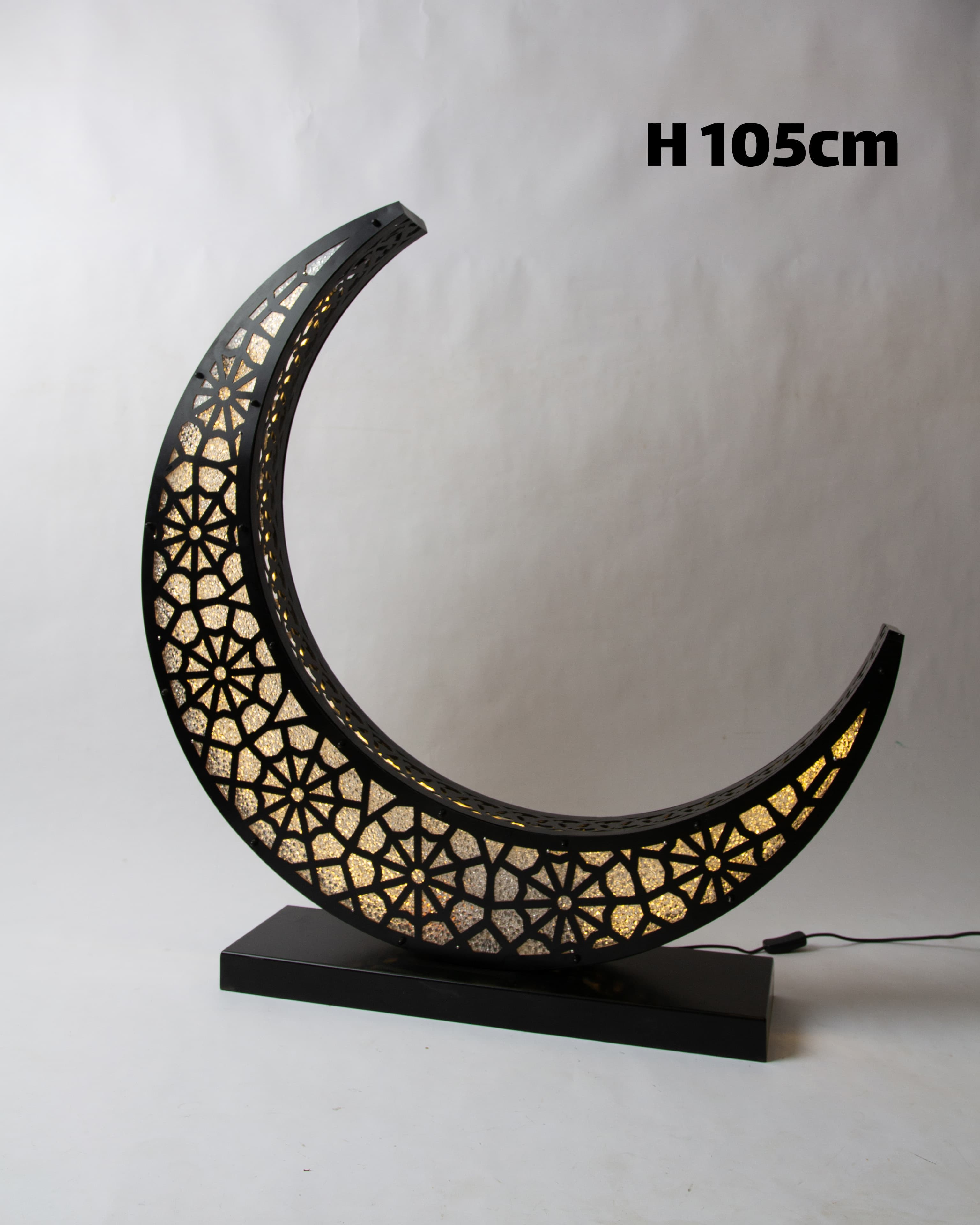 Crescent Lantern, 4 Lights, Metal, 105×50cm - Black
