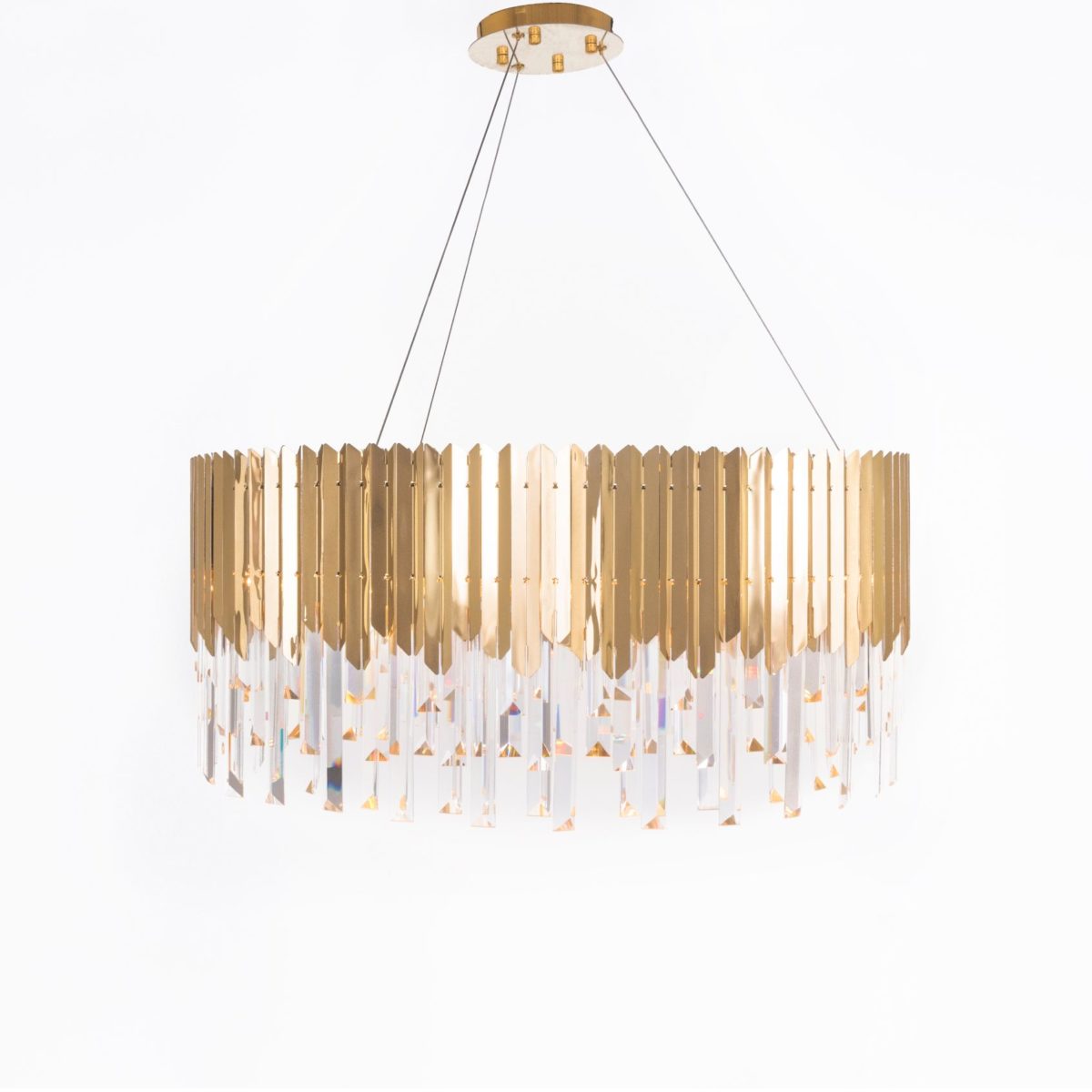 Chandelier 80 cm 2013 round with crystal solitaire gold