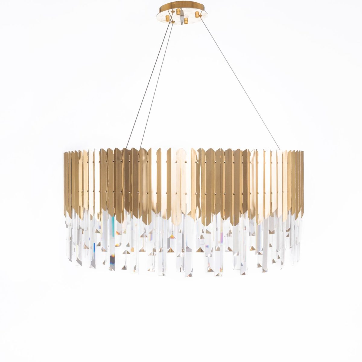 Chandelier 80 cm 2013 round with crystal solitaire gold